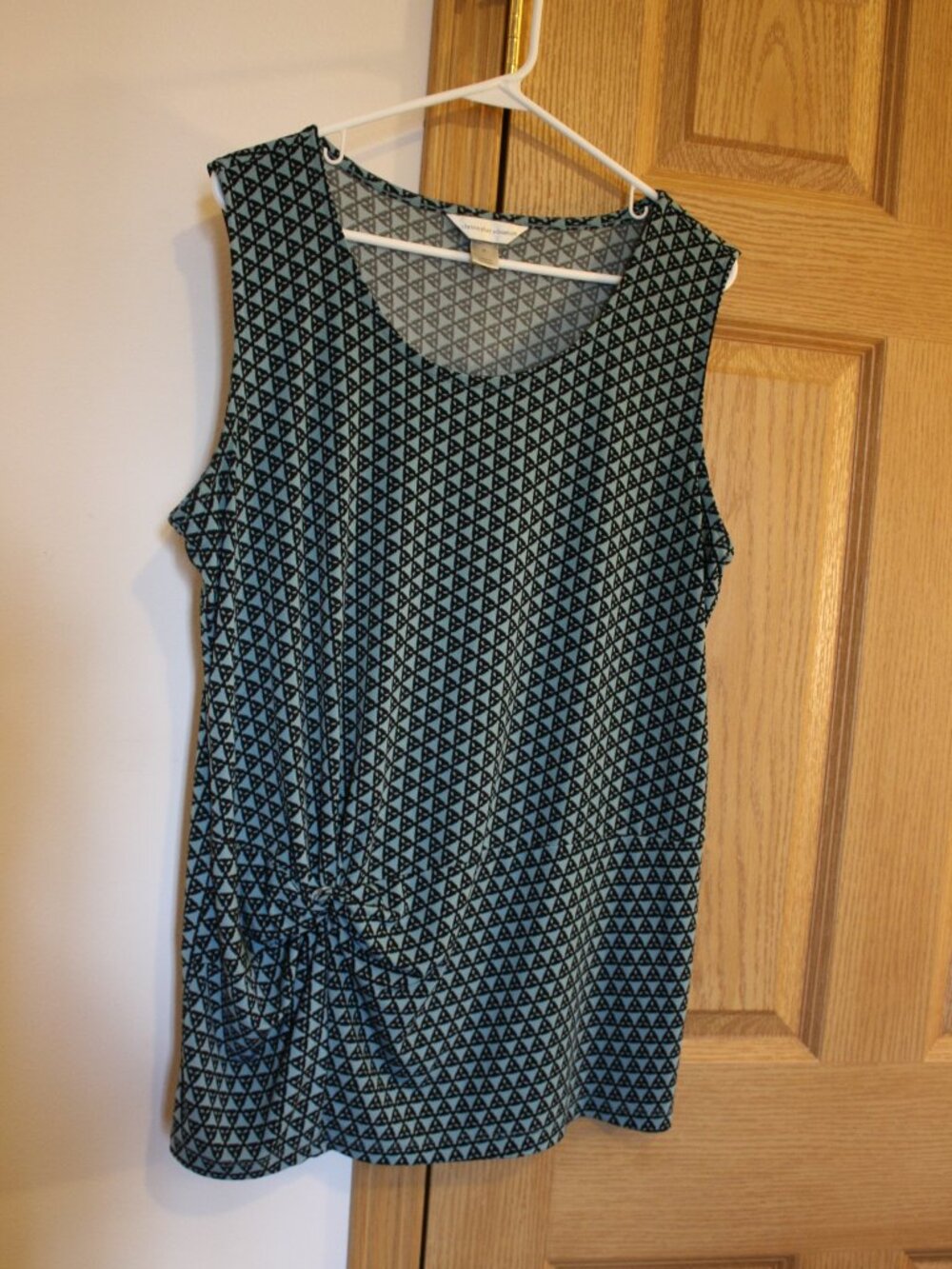 Women's Sleeveless Tunic by Christopher & Banks Size XL Turquoise Black Checked
